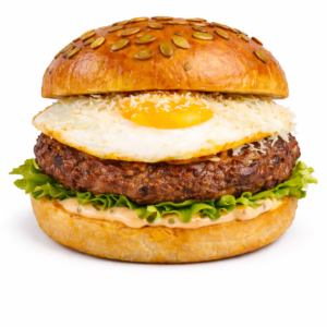 Burger de vita cu ou si parmezan