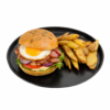 meniu eggburger cu bacon si cartofi prajiti