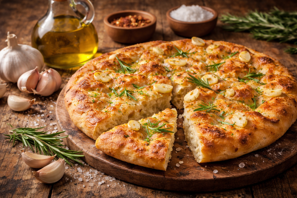 Focaccia cu usturoi