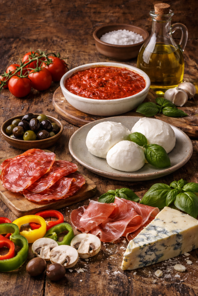 Ingrediente de bază pizza autentică